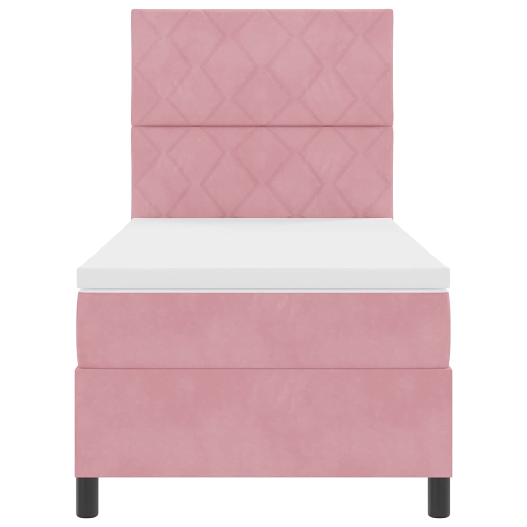Letto a molle con materasso Rosa 100 x 200 cm Velluto