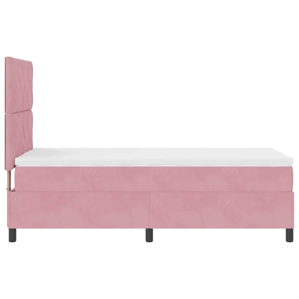 Letto a molle con materasso Rosa 100 x 200 cm Velluto