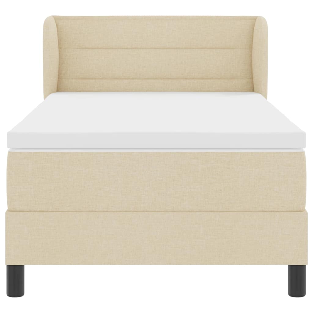 Letto box spring con materasso Crema 100 x 200 cm Tessuto