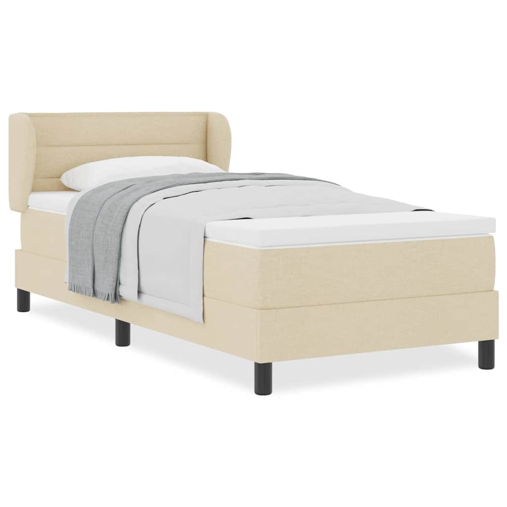 Letto box spring con materasso Crema 100 x 200 cm Tessuto