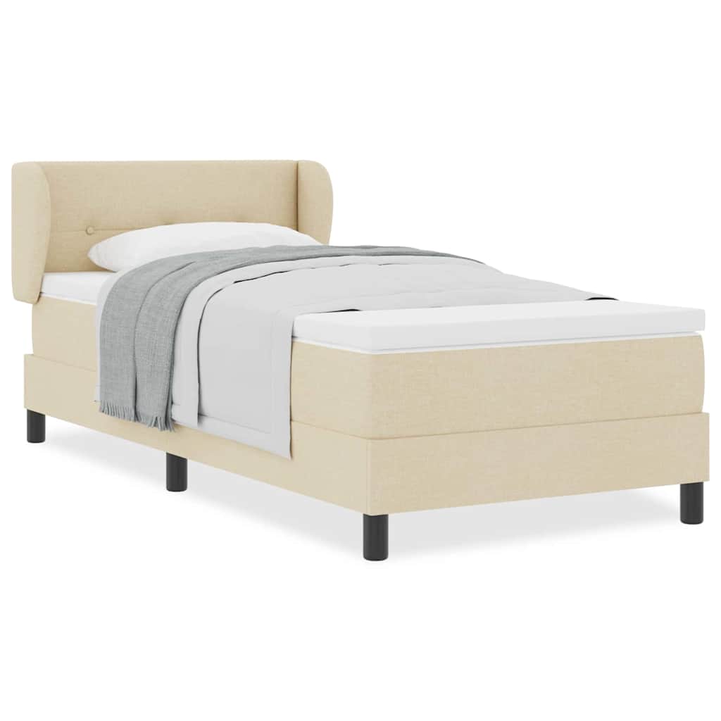 Letto box spring con materasso Crema 100 x 200 cm Tessuto