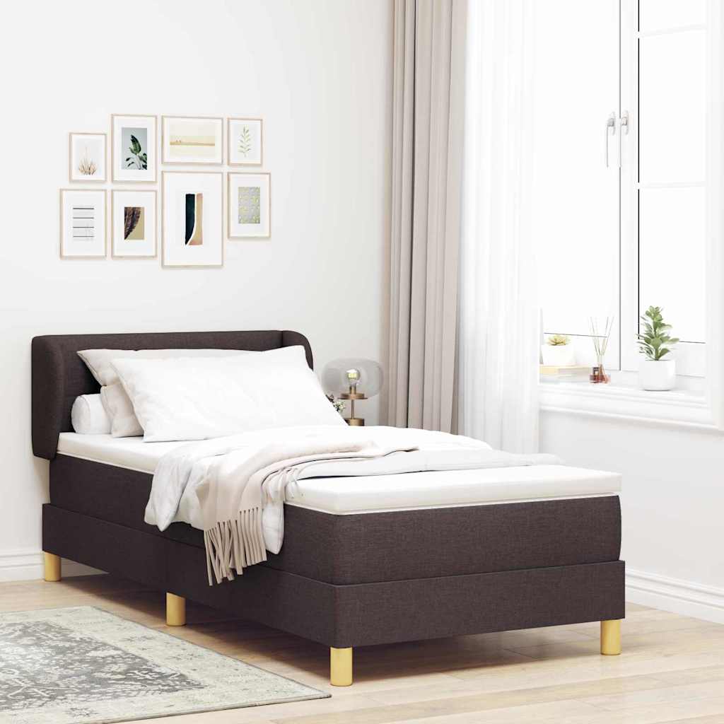 Letto a molle con materasso crema 90x200 cm Marrone scuro