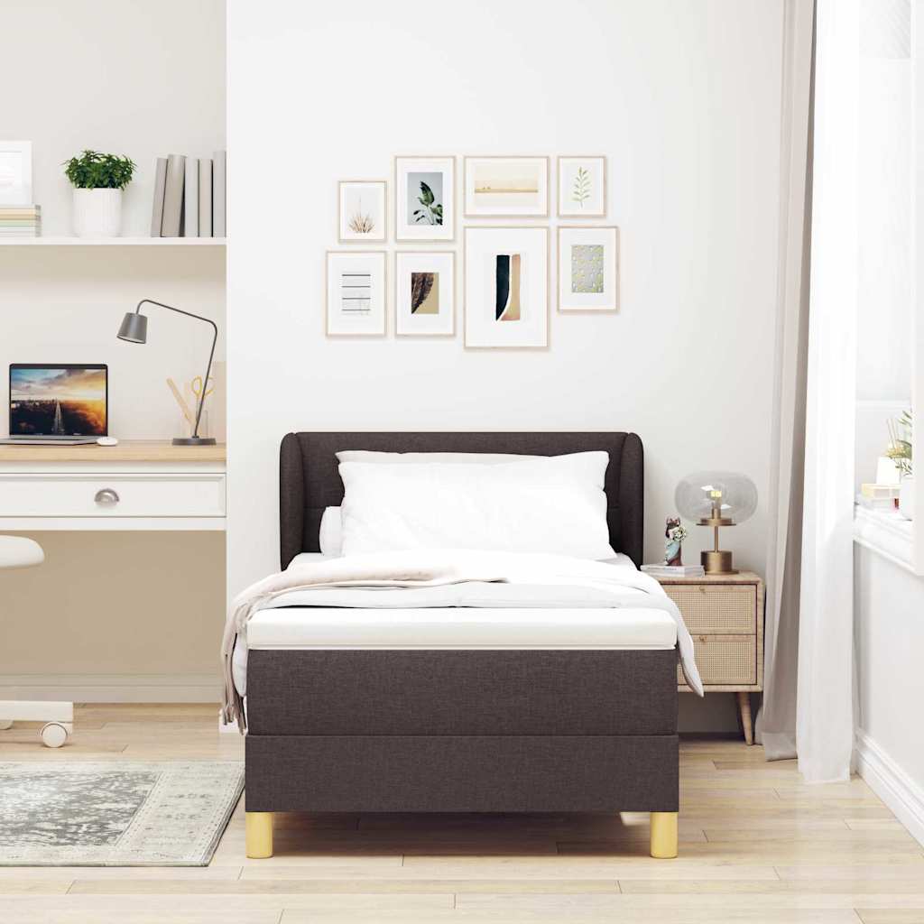 Letto a molle con materasso crema 90x200 cm Marrone scuro