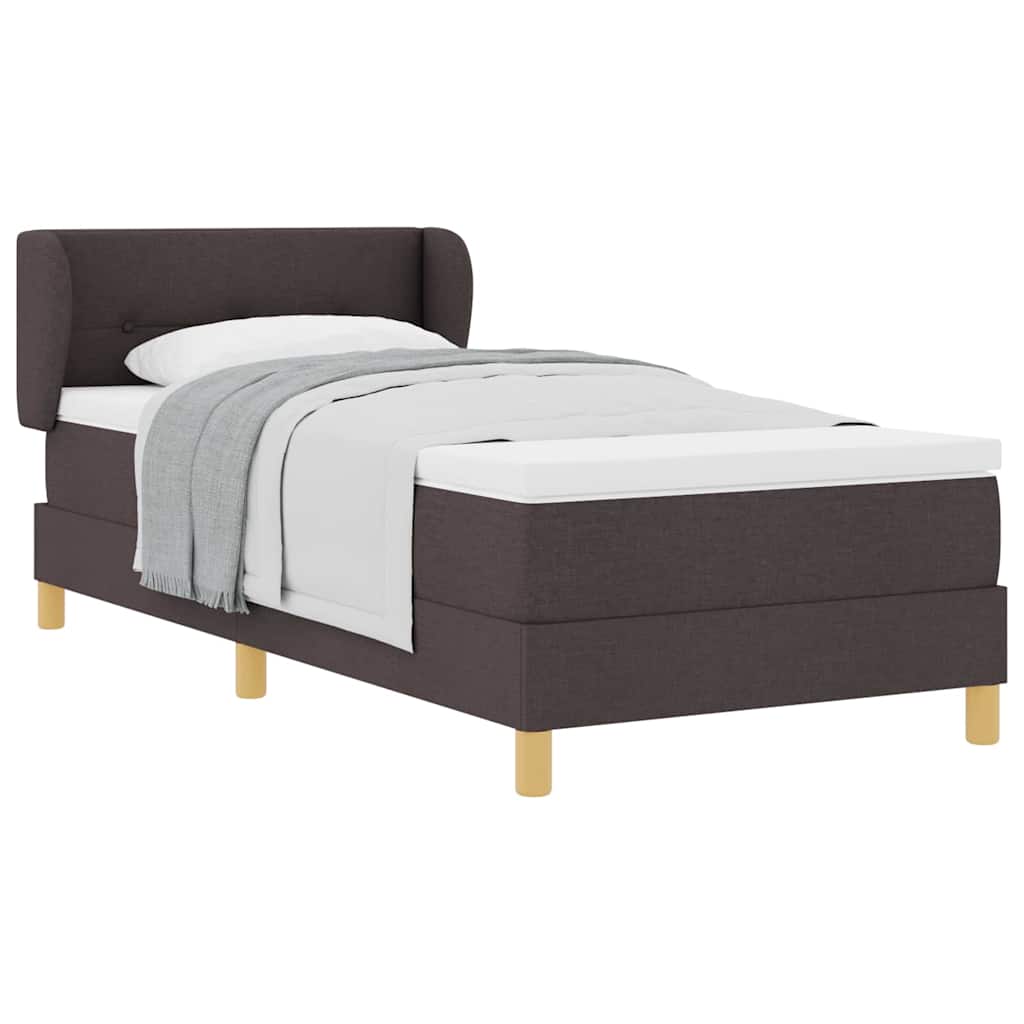 Letto a molle con materasso crema 90x200 cm Marrone scuro