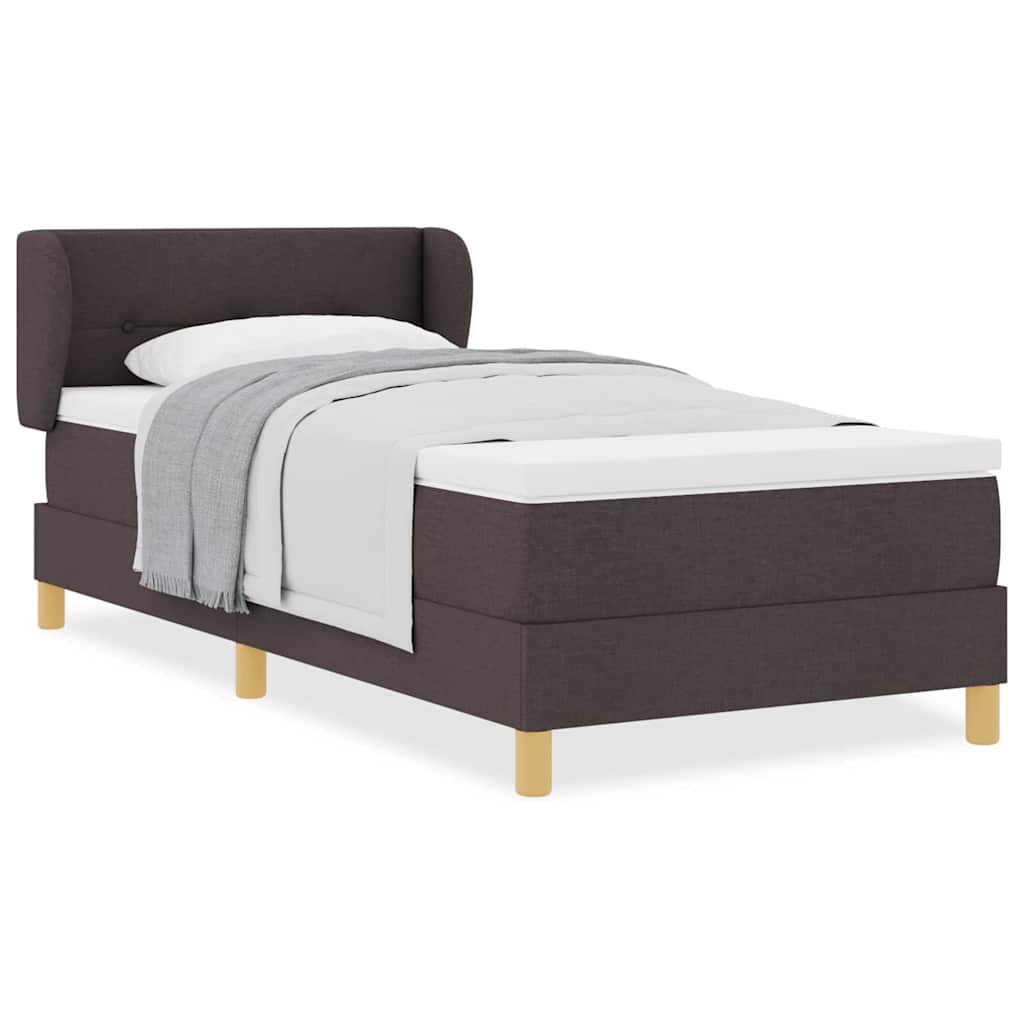 Letto a molle con materasso crema 90x200 cm Marrone scuro