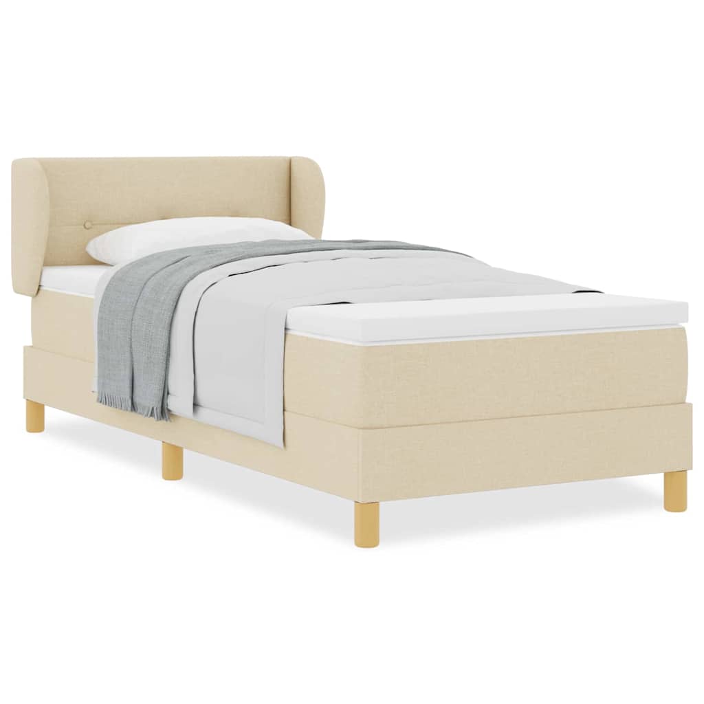 Letto a molle con materasso crema 90x200 cm Crema 100 x 200 cm