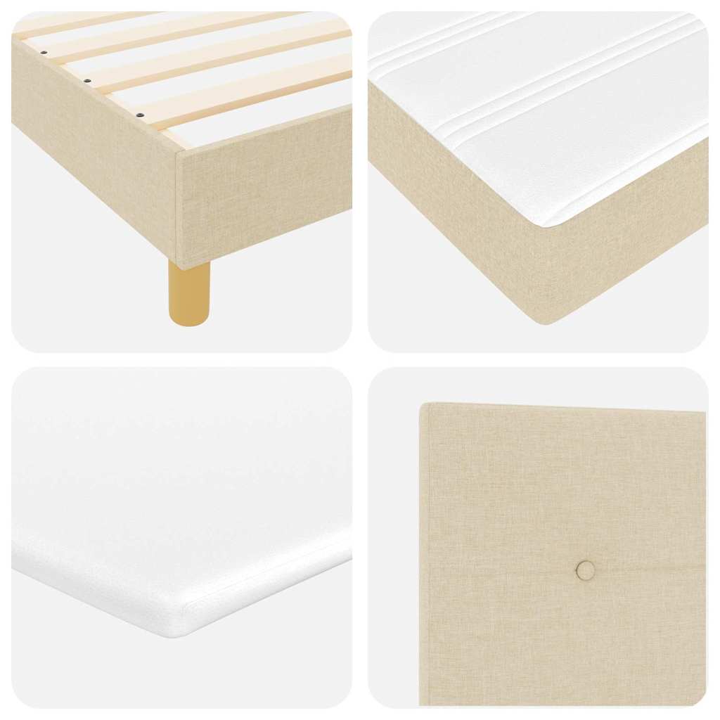 Letto a molle con testiera Crema 140 x 190 cm Tessuto