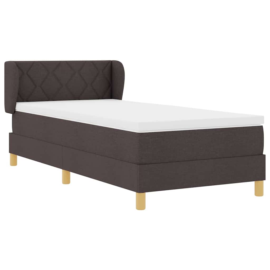Letto a molle con materasso crema 90x200 cm Marrone scuro