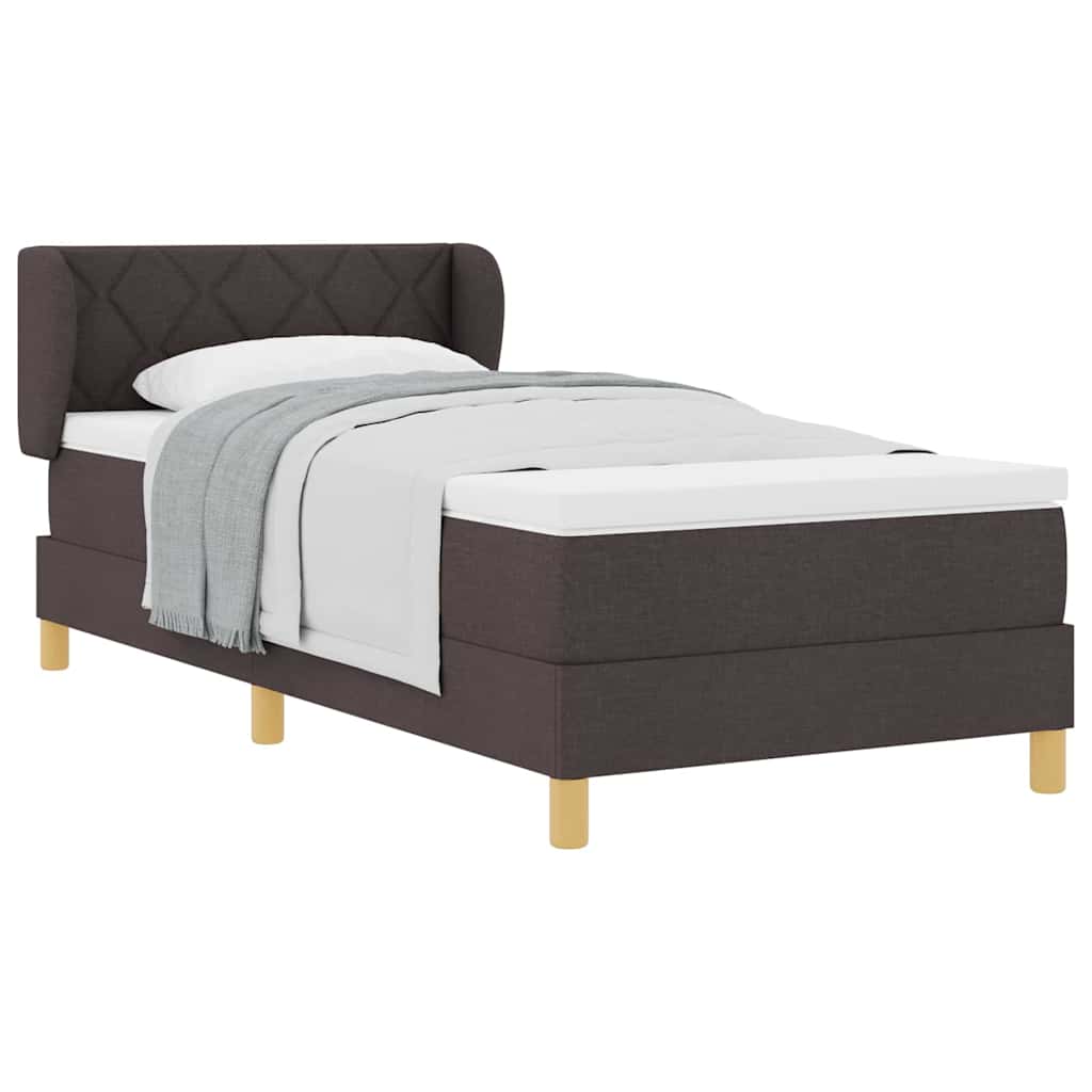 Letto a molle con materasso crema 90x200 cm Marrone scuro