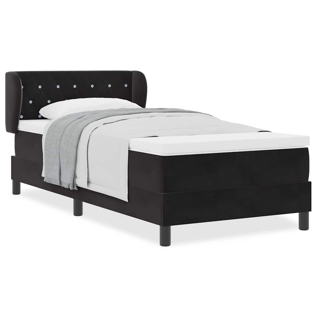 Letto con Molle e Materasso Grigio Scuro 80x200 cm Velluto Nero