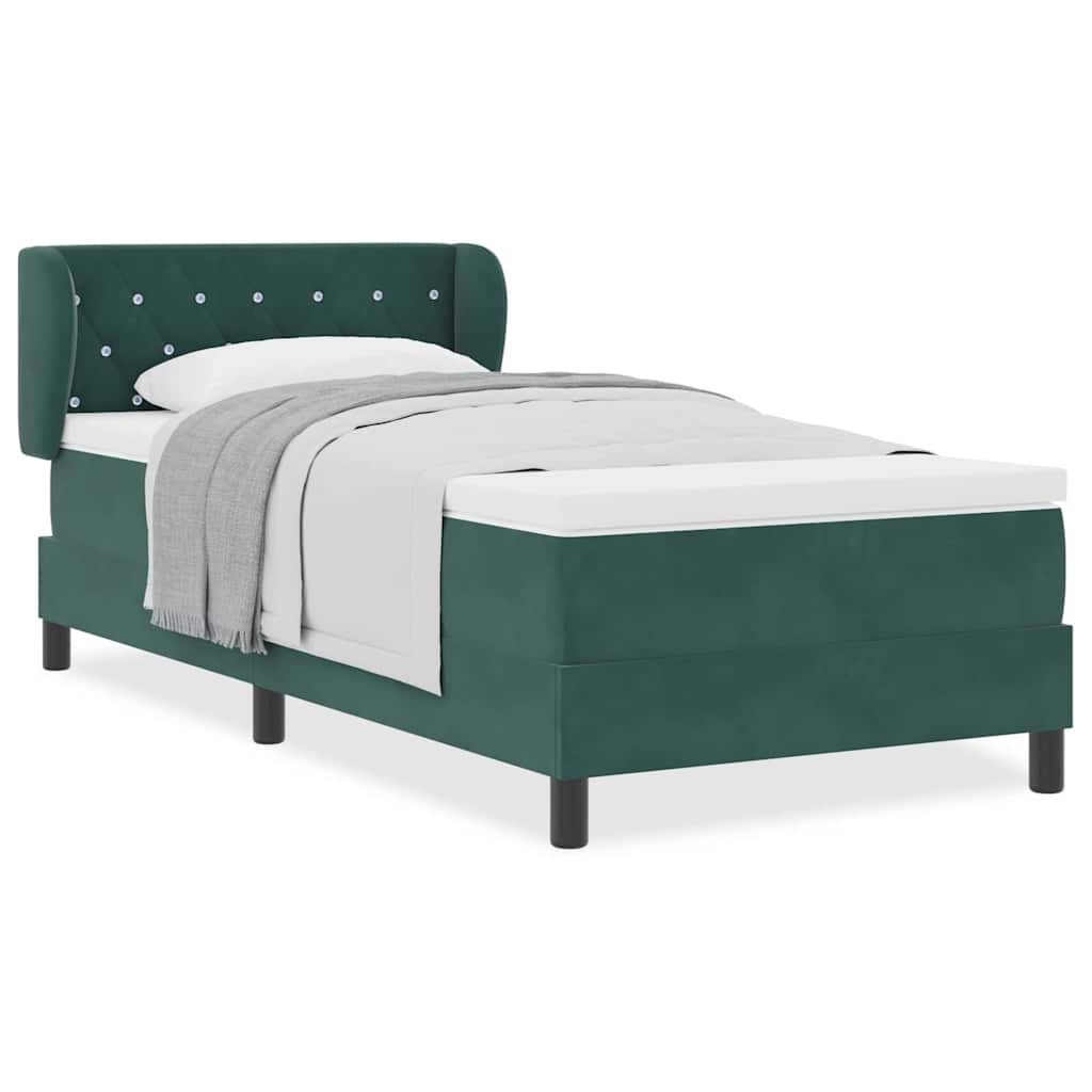 Letto con Molle e Materasso Grigio Scuro 80x200 cm Velluto