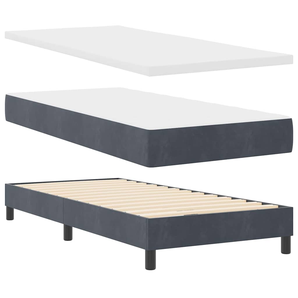 Letto con Molle e Materasso Grigio Scuro 80x200 cm Velluto