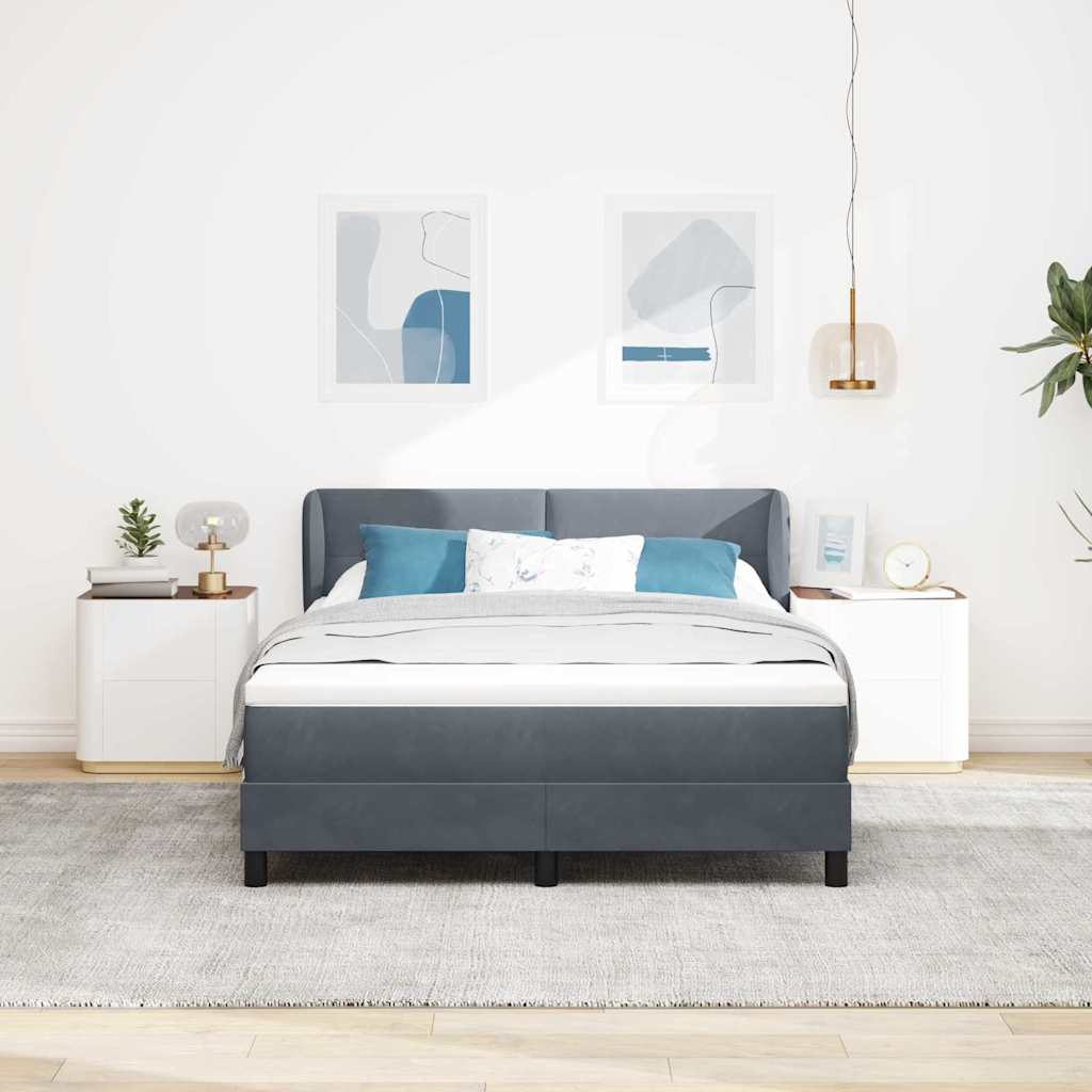 Letto con Molle e Materasso Grigio Scuro 80x200 cm Velluto