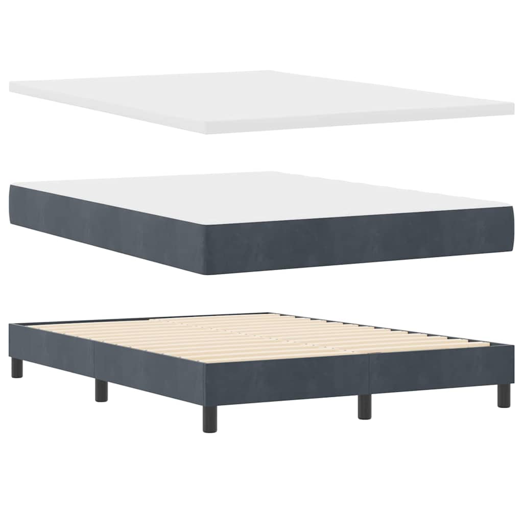 Letto con Molle e Materasso Grigio Scuro 80x200 cm Velluto