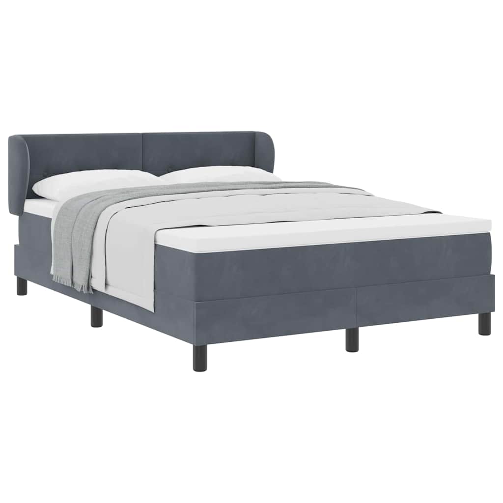 Letto con Molle e Materasso Grigio Scuro 80x200 cm Velluto