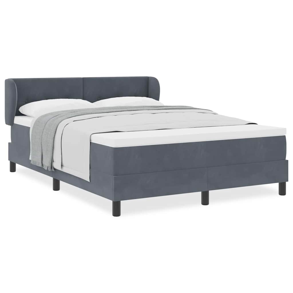Letto con Molle e Materasso Grigio Scuro 80x200 cm Velluto