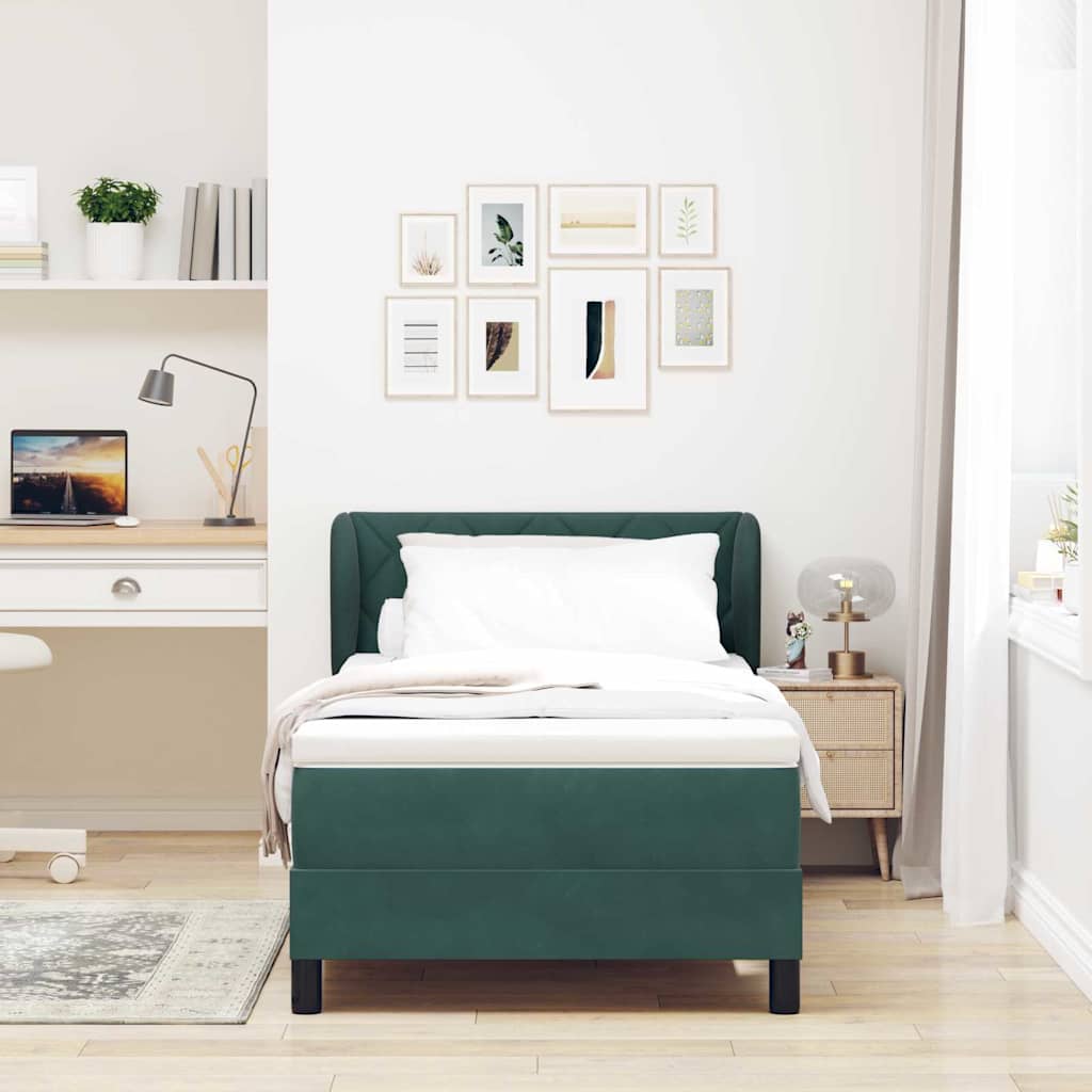 Letto con Molle e Materasso Grigio Scuro 80x200 cm Velluto