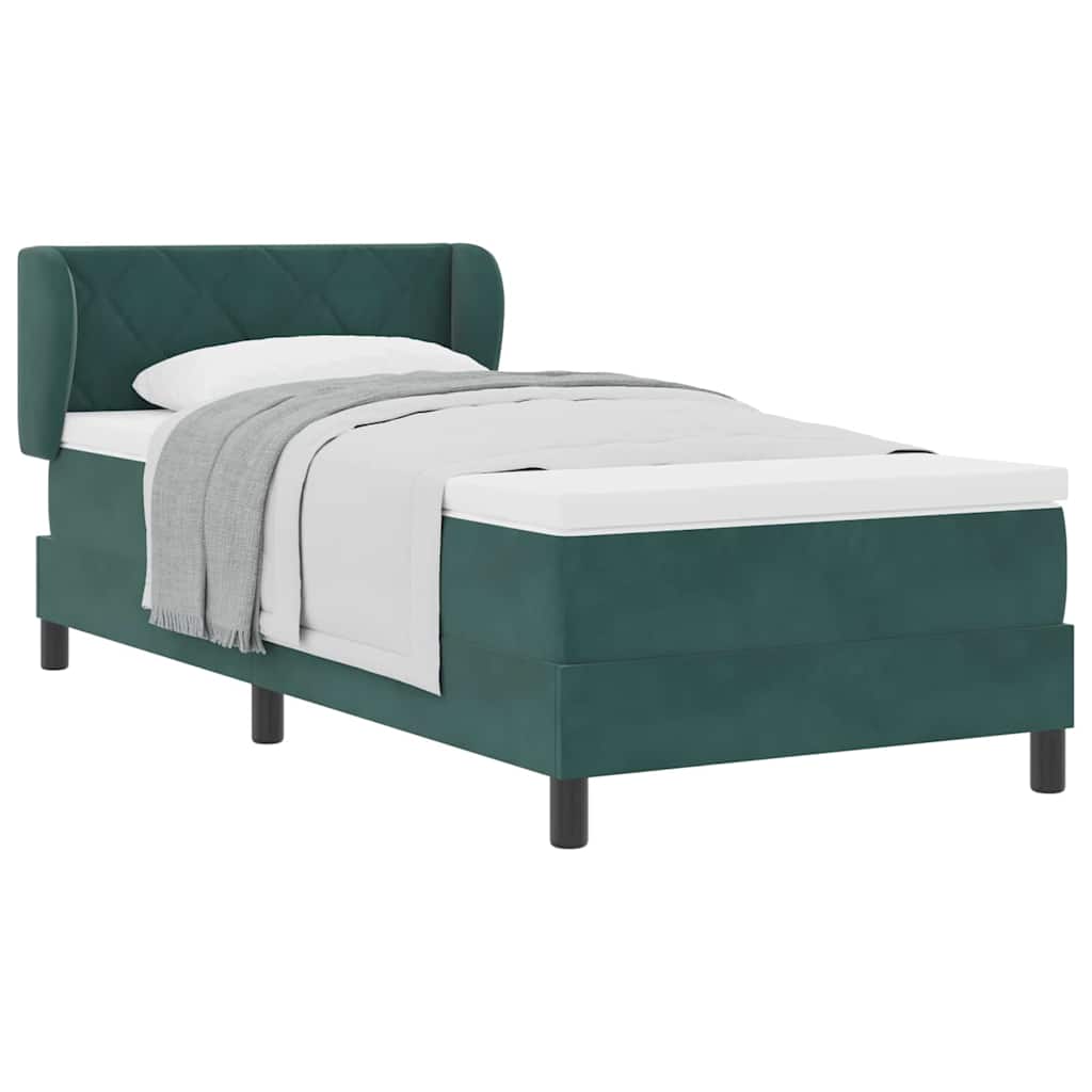 Letto con Molle e Materasso Grigio Scuro 80x200 cm Velluto