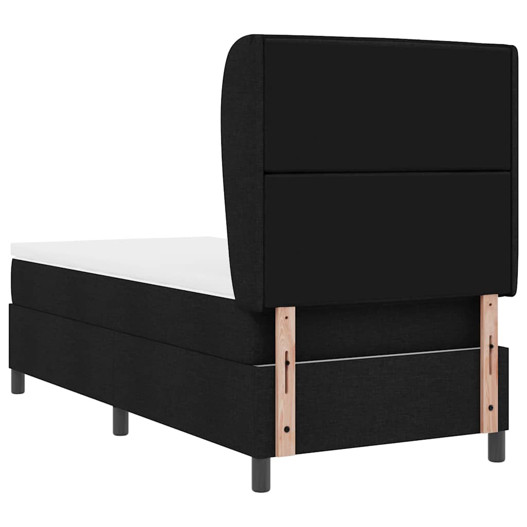 Letto a molle con materasso Nero 100 x 200 cm Tessuto