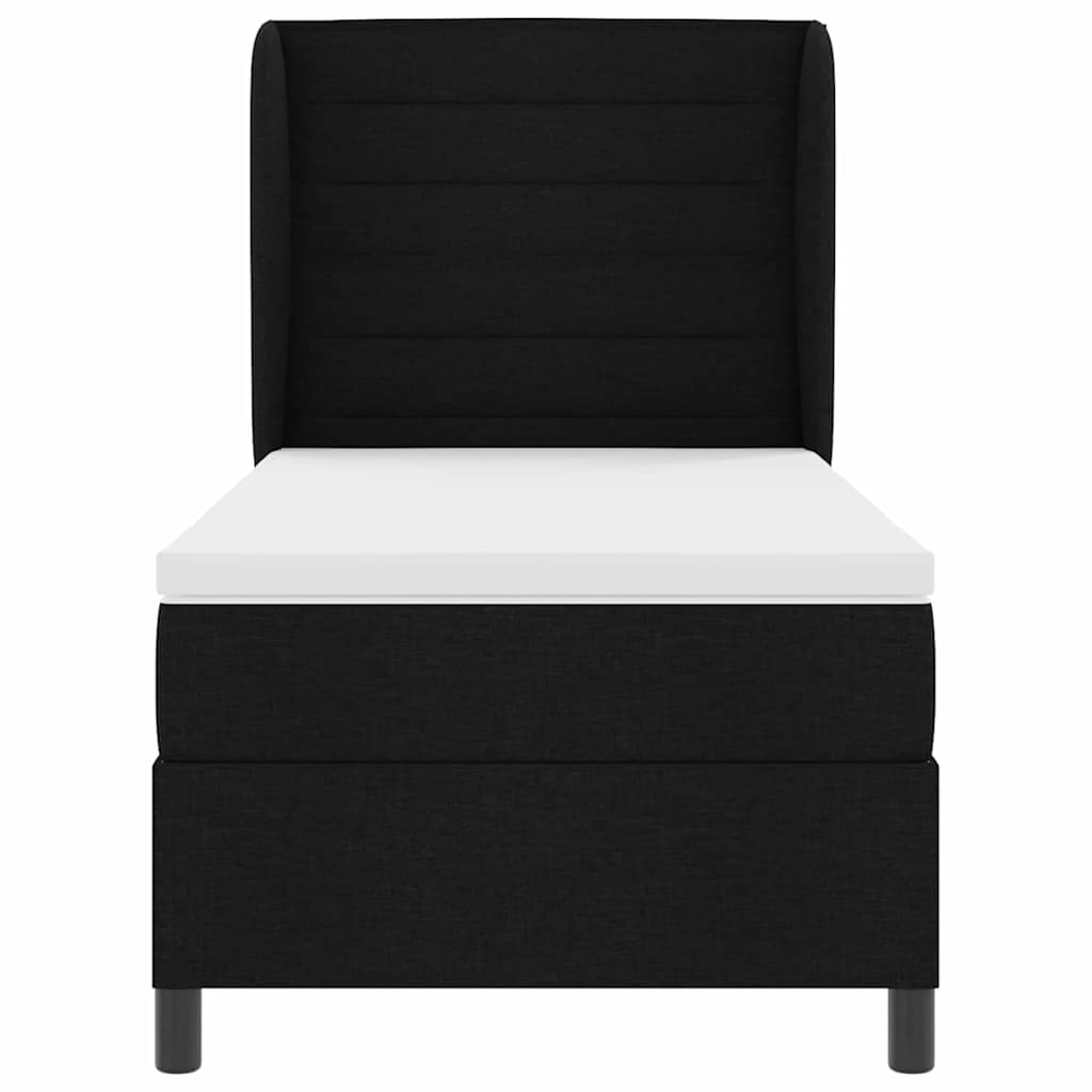 Letto a molle con materasso Nero 100 x 200 cm Tessuto