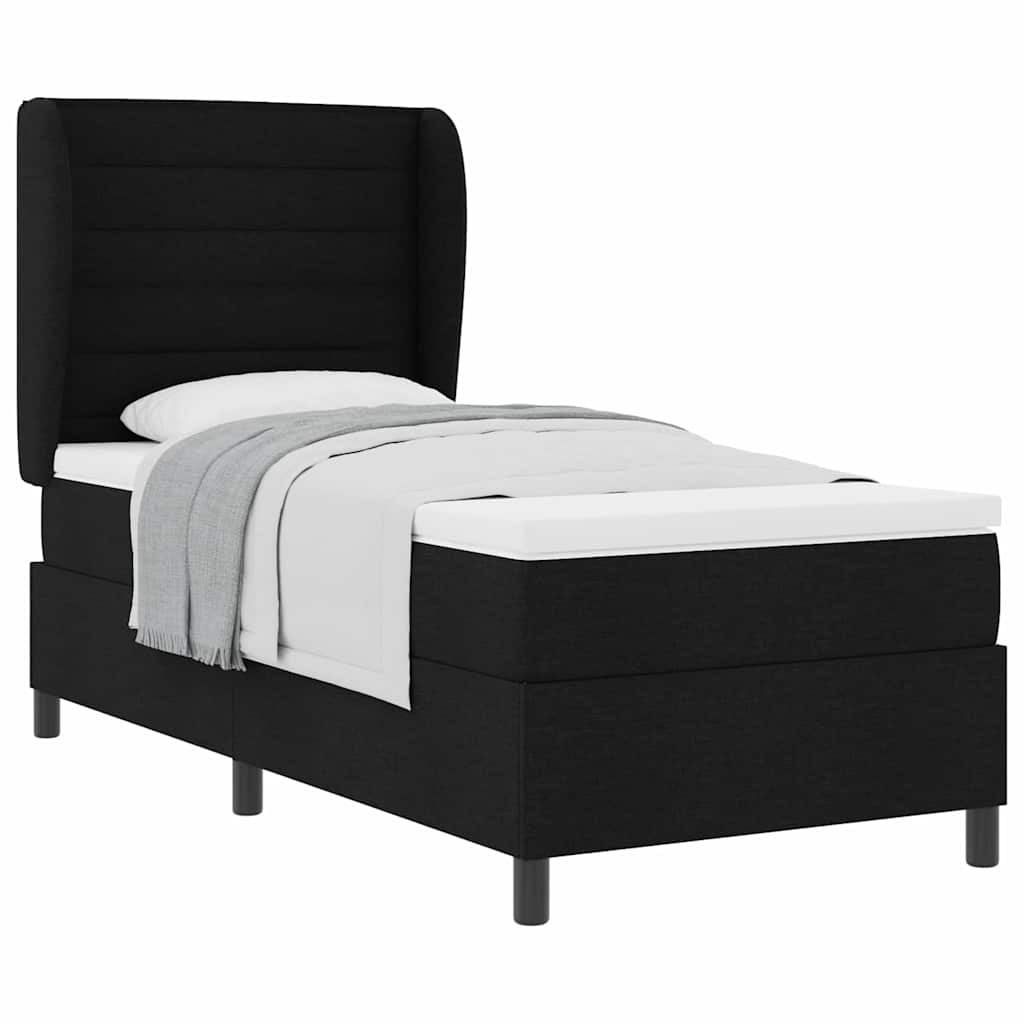 Letto a molle con materasso Nero 100 x 200 cm Tessuto