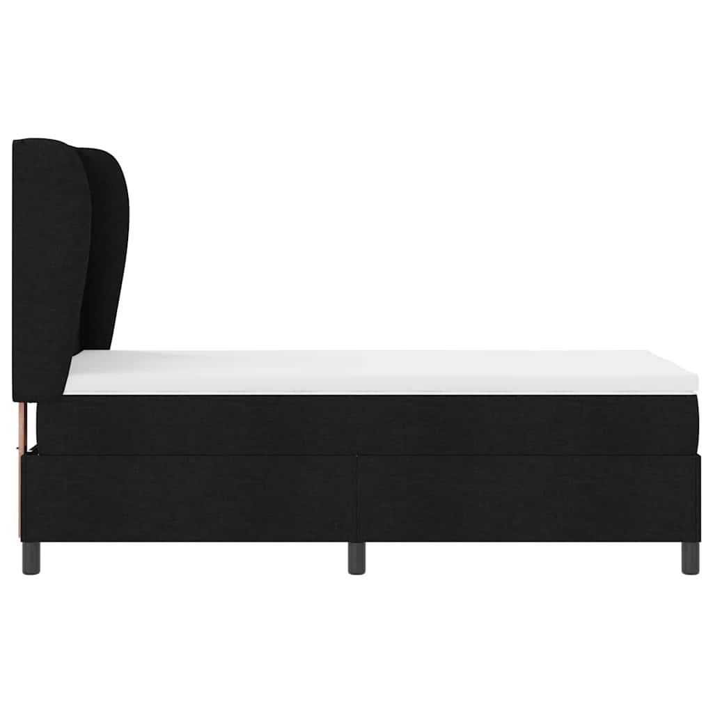 Letto a molle con materasso Nero 100 x 200 cm Tessuto