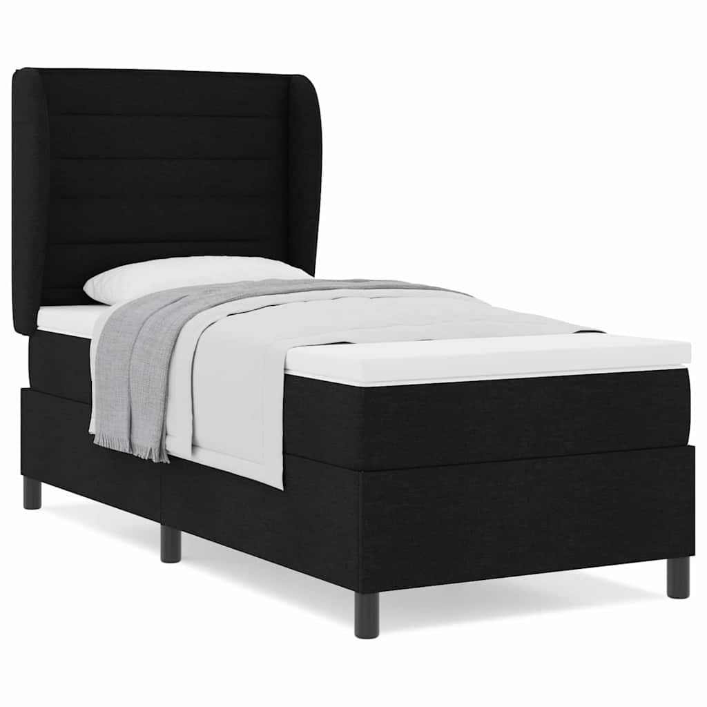 Letto a molle con materasso Nero 100 x 200 cm Tessuto