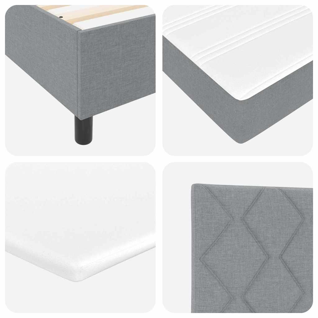 Letto a molle con materasso Grigio chiaro 100 x 200 cm Tessuto