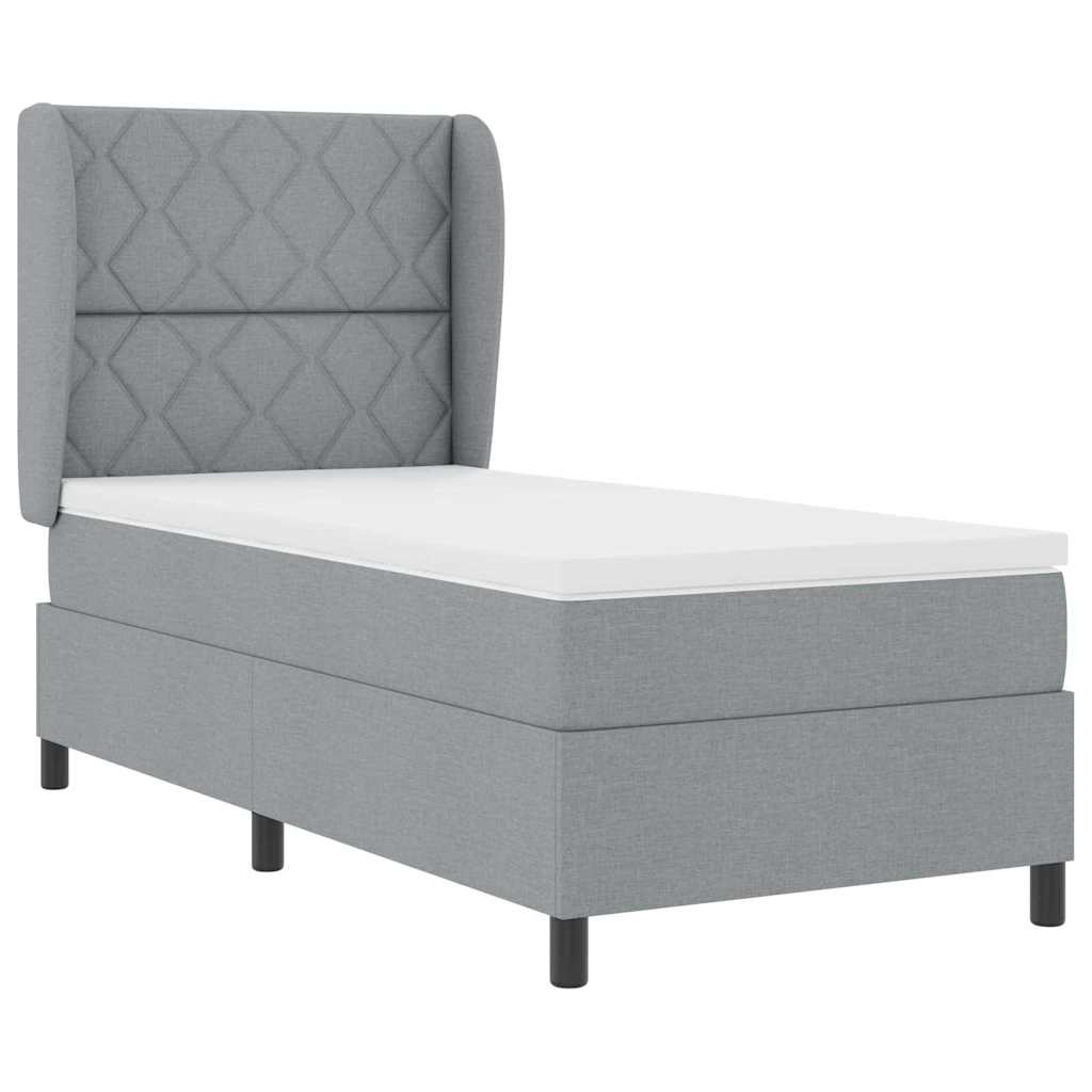 Letto a molle con materasso Grigio chiaro 100 x 200 cm Tessuto