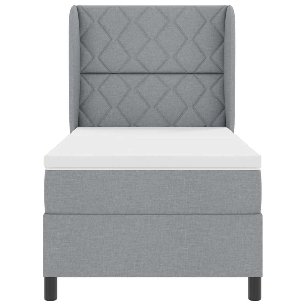 Letto a molle con materasso Grigio chiaro 100 x 200 cm Tessuto