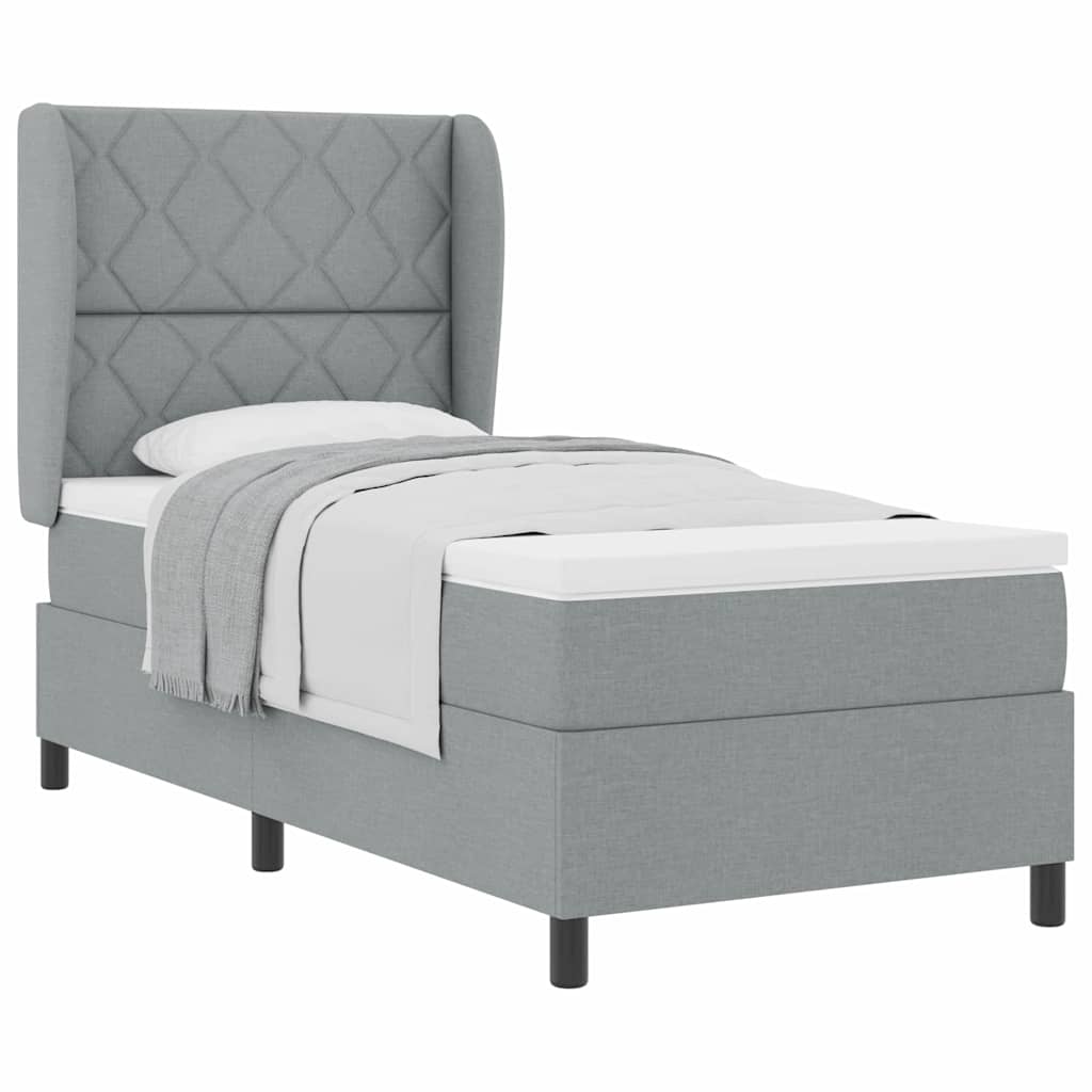 Letto a molle con materasso Grigio chiaro 100 x 200 cm Tessuto