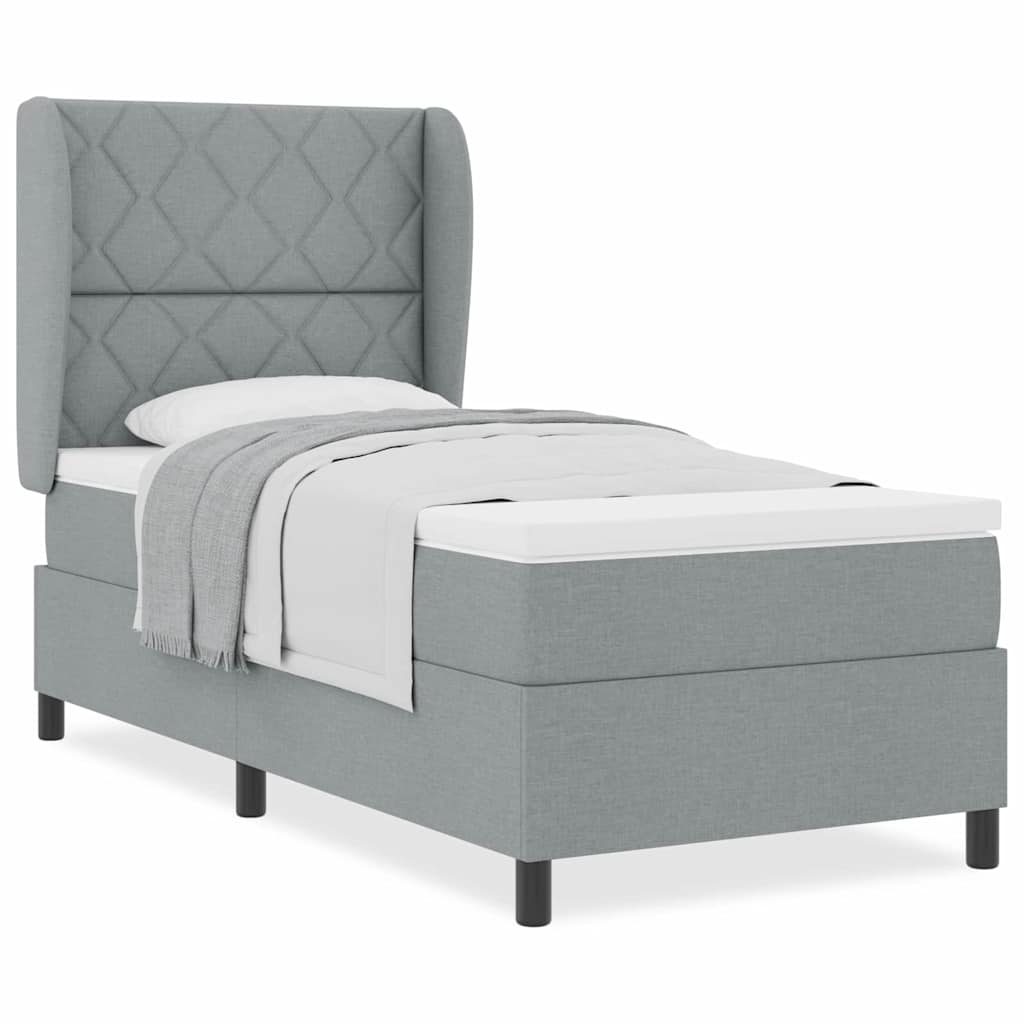 Letto a molle con materasso Grigio chiaro 100 x 200 cm Tessuto
