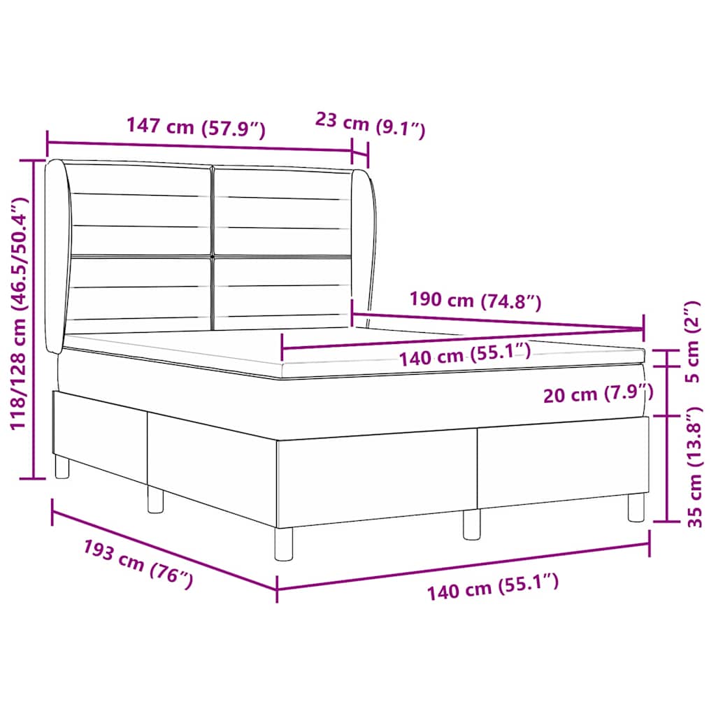 Letto con molle e materasso Grigio Scuro 90x190 cm Tessuto | homemem39