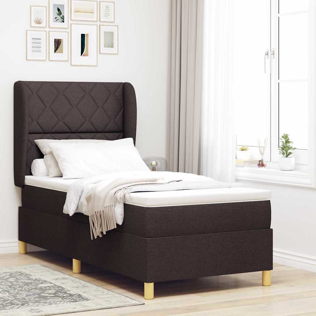 Letto con molle e materasso Grigio Scuro 90x190 cm Tessuto