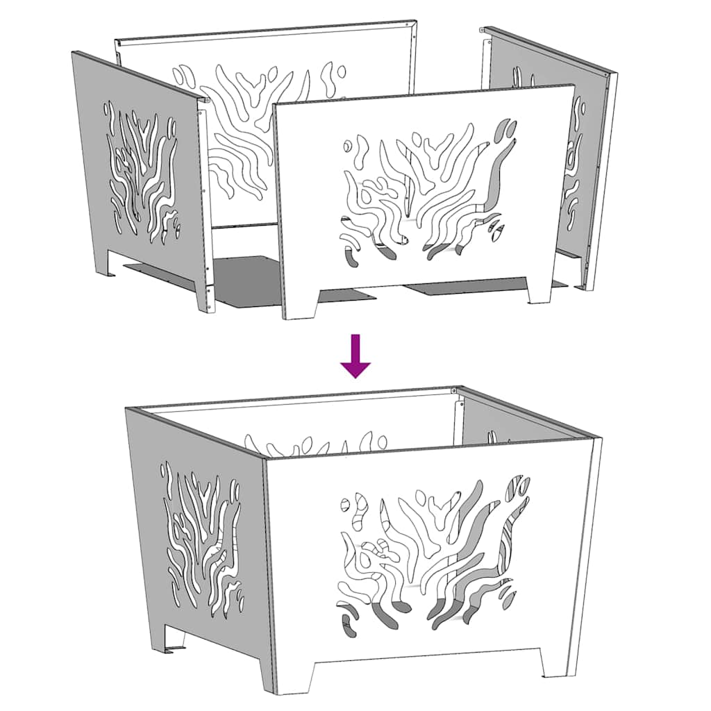 Focolare Nero 60 x 60 x 40 cm Acciaio