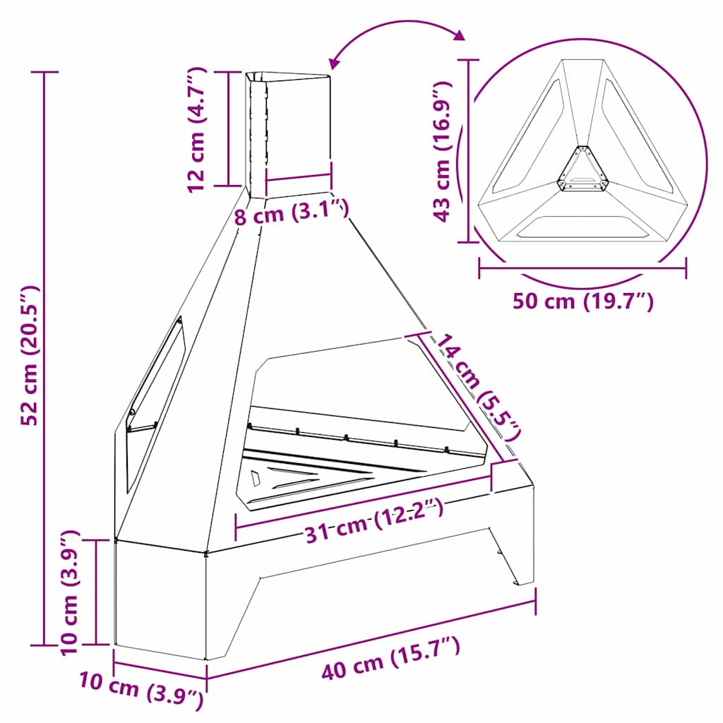 Focolare Nero 50 x 43 x 52 cm Acciaio