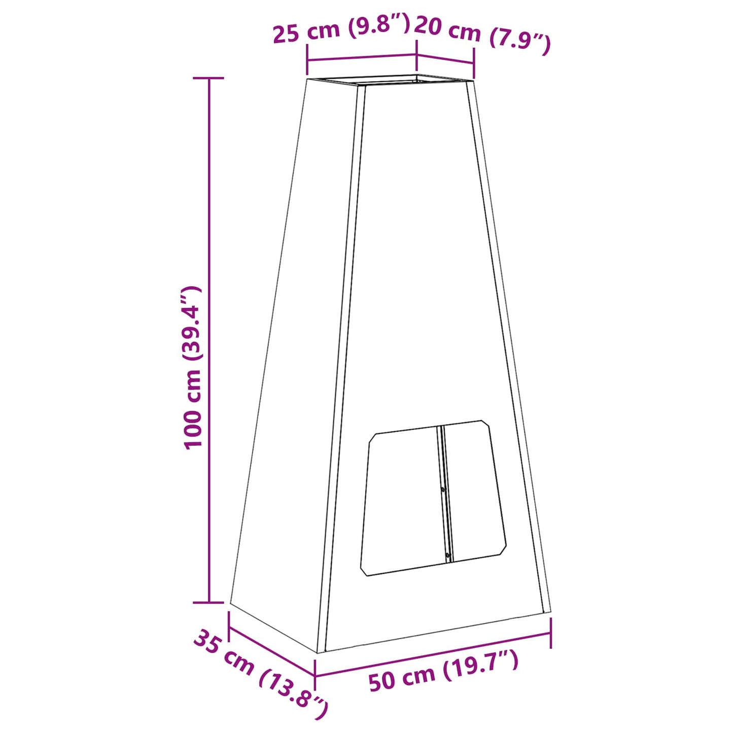 Focolare Nero 50 x 35 x 100 cm Acciaio