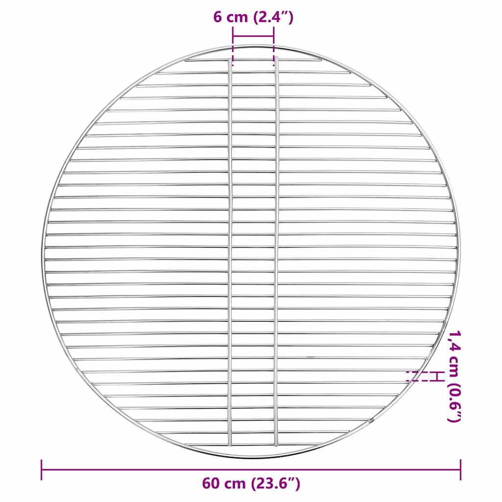 Griglia per barbecue Argento 60 x 60 cm Acciaio inossidabile