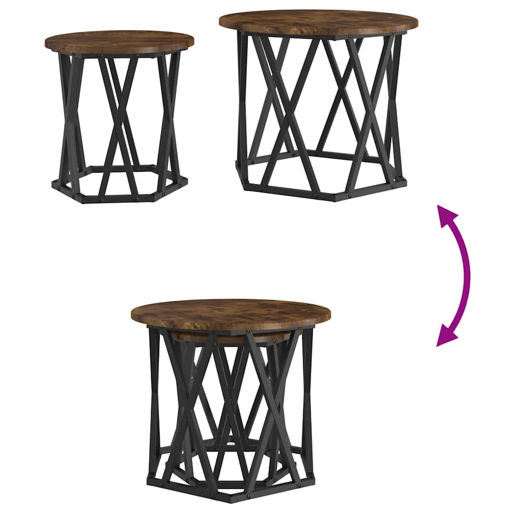 Tavolo laterale 2 pcs Rovere fumo 50 x 50 x 40 cm