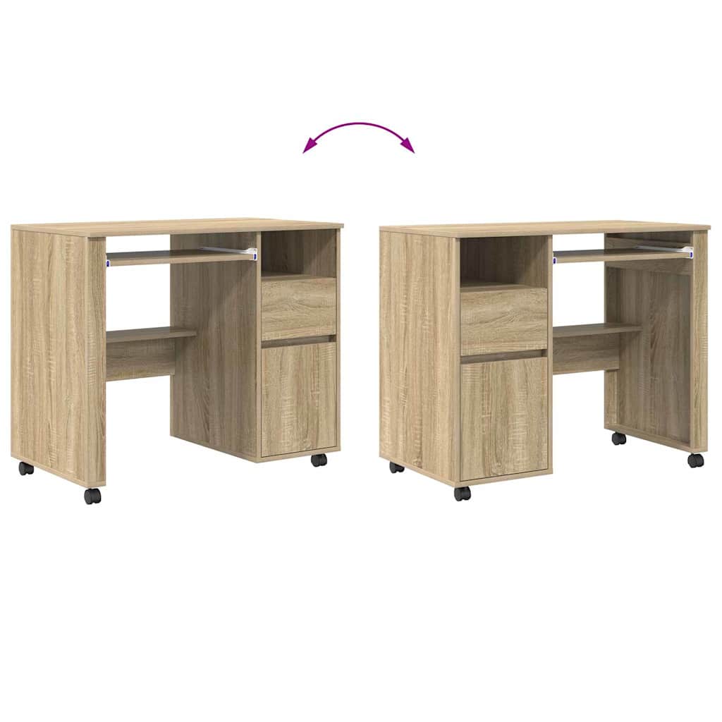 Scrivania con Ruote con cassetto Rovere Sonoma 91 x 50 x 77 cm | homemem39