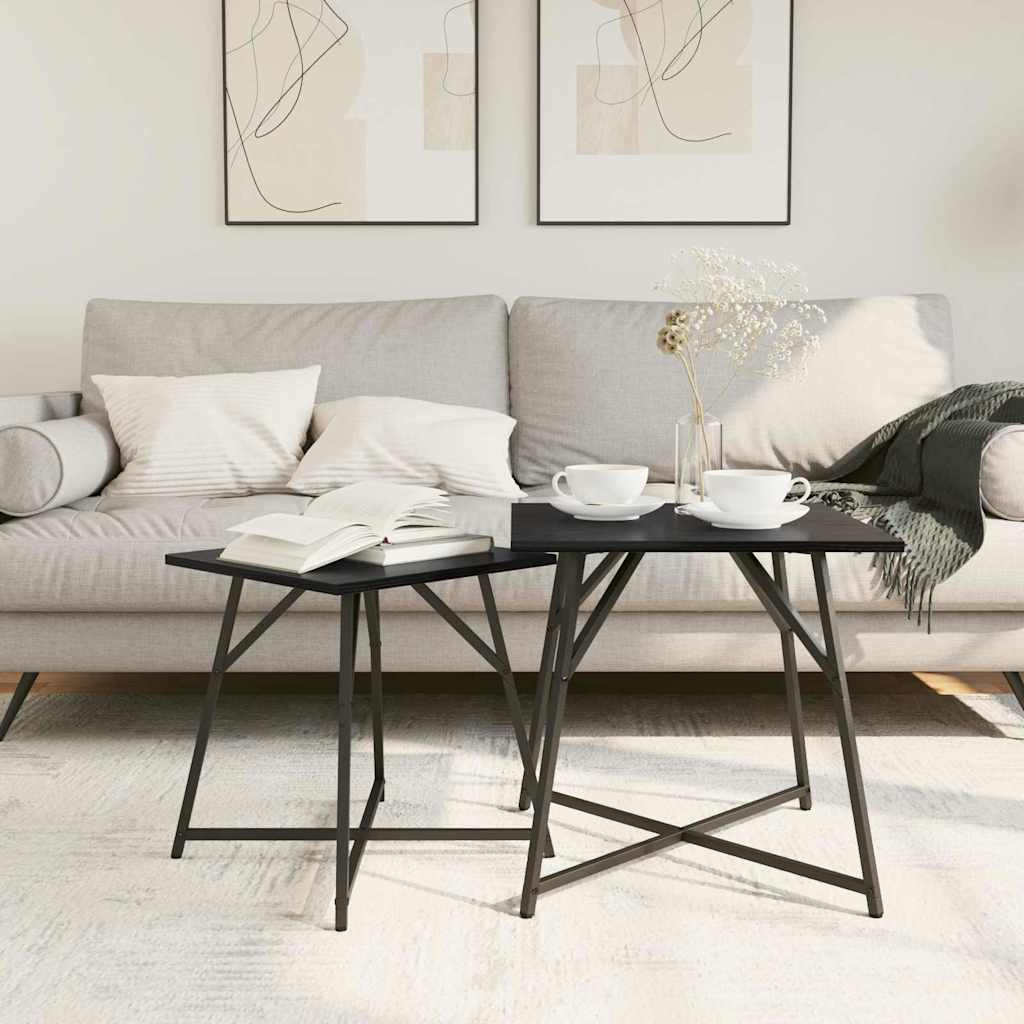 Set tavolini 2 pcs Rovere nero 50 x 50 x 50 cm