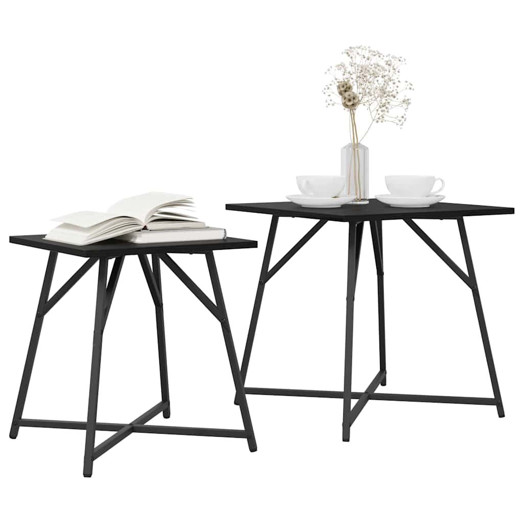 Set tavolini 2 pcs Rovere nero 50 x 50 x 50 cm