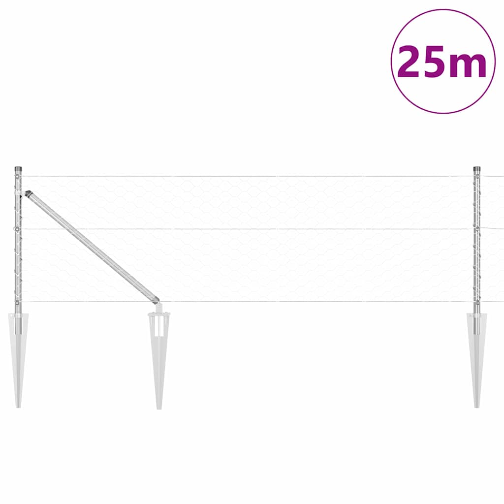 Recinzione con pali. Argento 0.6 x 25 m