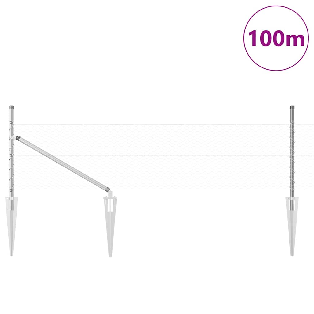 Recinzione con pali. Argento 0.4 x 100 m