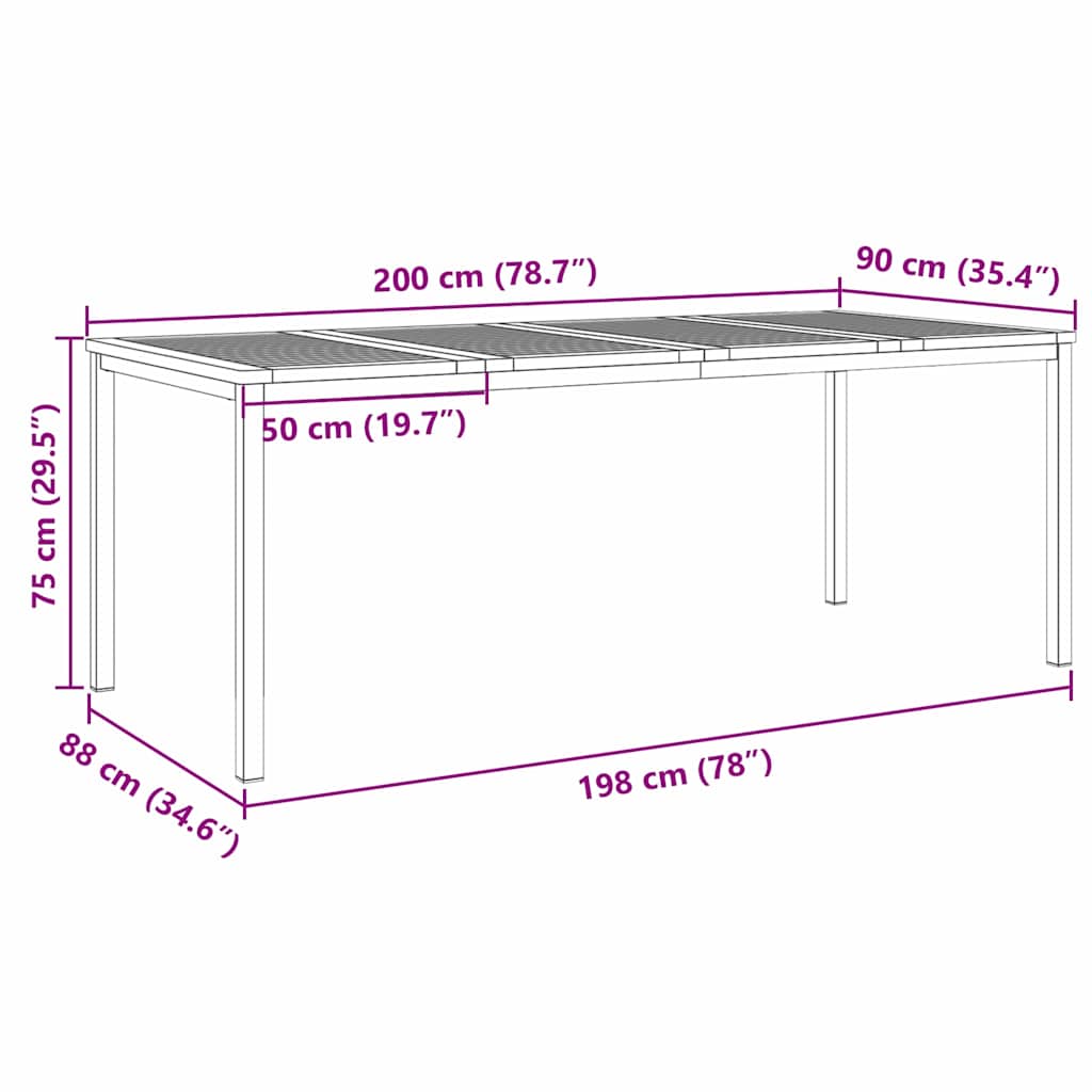 TavolodaPranzoEsterno Marrone 200x90x75cm Teak massello