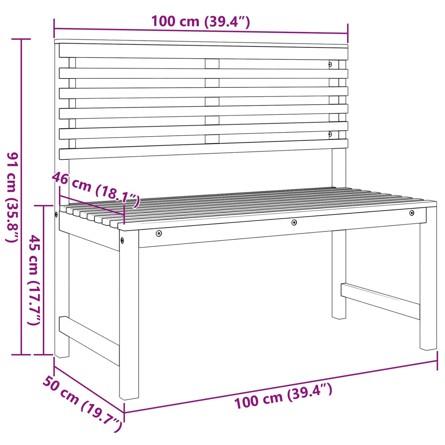Sedia da Giardino Marrone 100 x 50 x 91cm