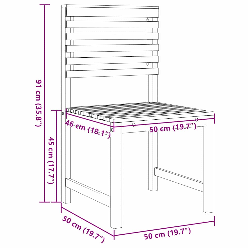 2 pz Sedia da Giardino Legno massello di acacia Marrone