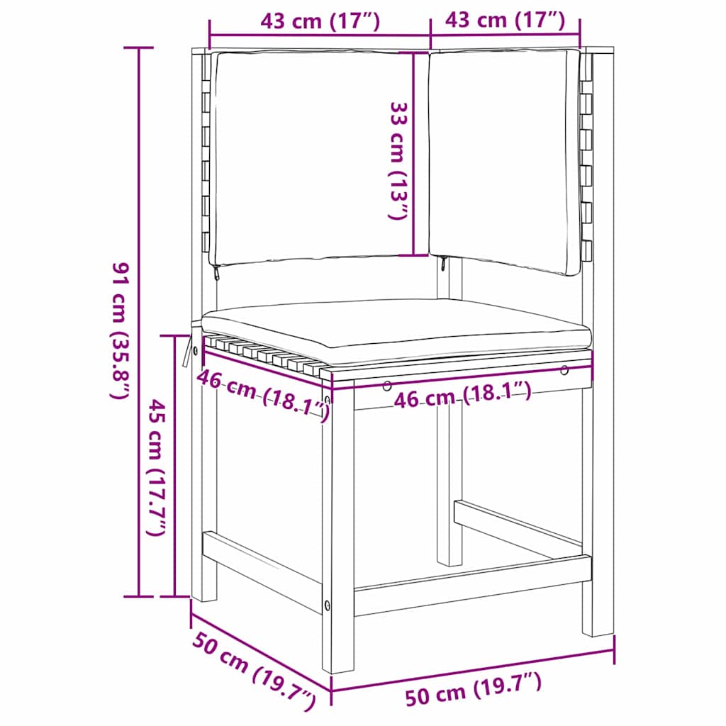 Sedia da Giardino con cuscino Marrone 50 x 50 x 91cm
