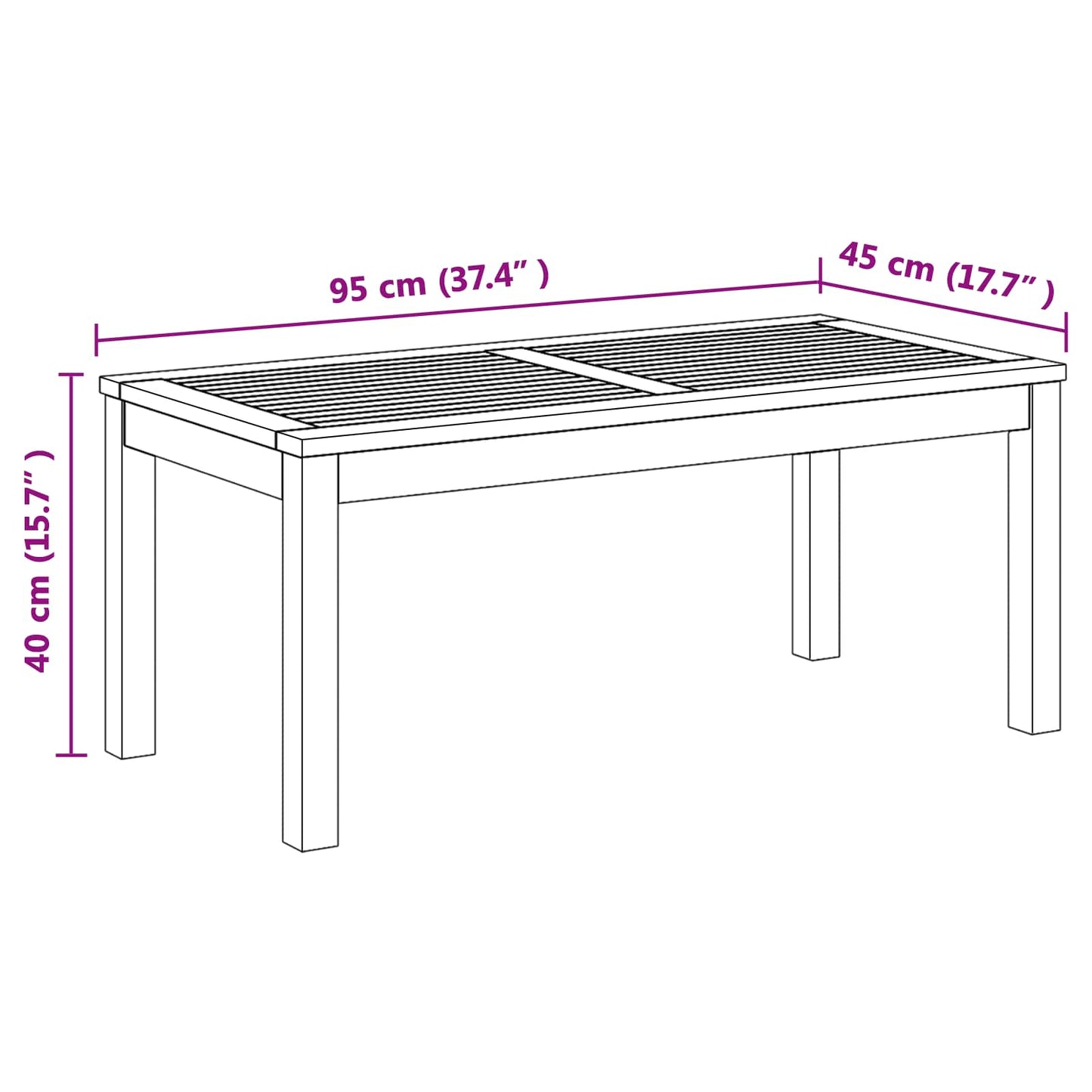 tavolo Marrone 95 x 45 x 40 cm Legno di teak solido | homemem39