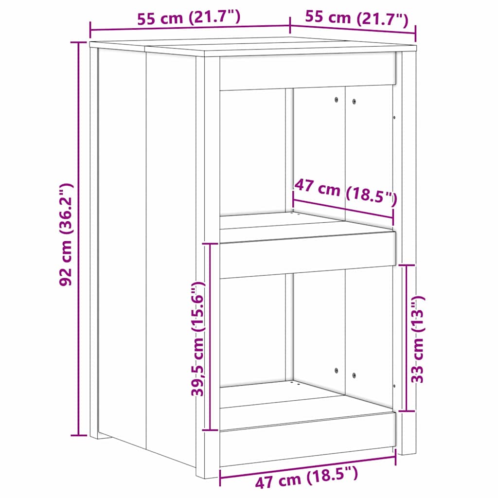Mobile da cucina Marrone 55 x 55 x 92 cm Legno massello di pino